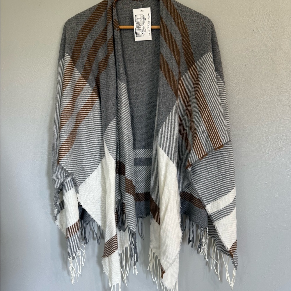 Plaid Fringe Shawl Wrap